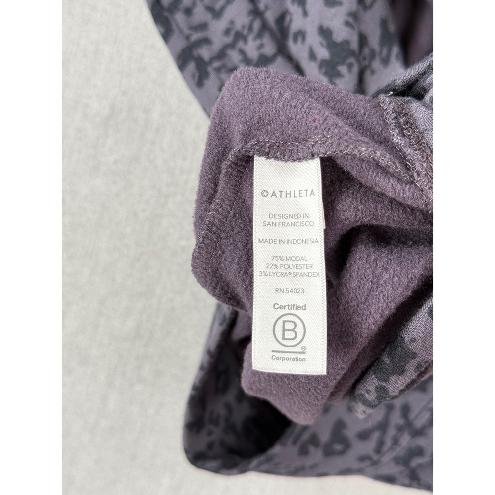 Athleta Coaster Luxe Sweatshirt Purple Leopard Print Crewneck Pullover Medium - Picture 7 of 8